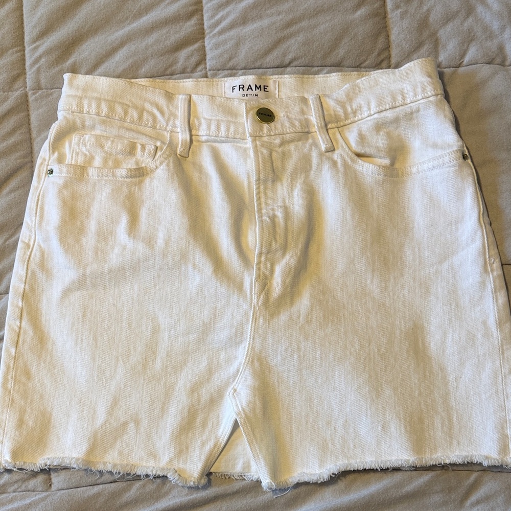 Frame Denim Ivory Mini Skirt